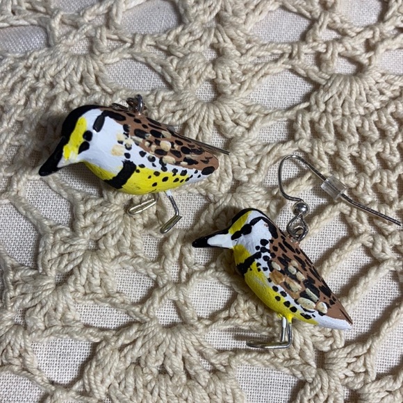 Handmade Polymer Clay Meadowlark Earrings NEW - Picture 4 of 7